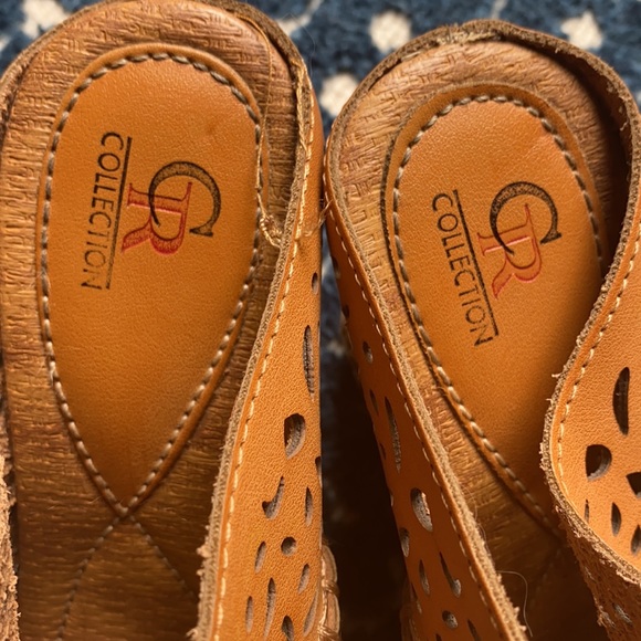 CR Collection Platform Cutout Mule Wedge Shoe Sz 6/6.5 - Picture 7 of 8